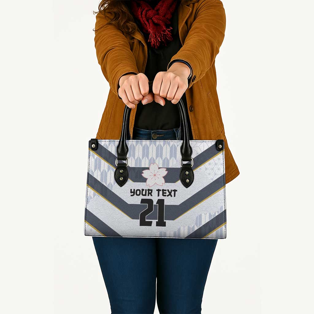 Japan Pacific Rugby 2022-23 Custom Leather Bag Black Sakura Japanese Wave Pattern - Polynesian Pride