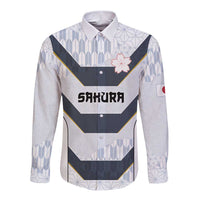 Japan Pacific Rugby 2022-23 Custom Long Sleeve Button Shirt Black Sakura Japanese Wave Pattern