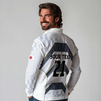 Japan Pacific Rugby 2022-23 Custom Long Sleeve Polo Shirt Black Sakura Japanese Wave Pattern