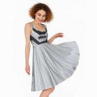 Japan Pacific Rugby 2022-23 Custom Midi Dress Black Sakura Japanese Wave Pattern - Polynesian Pride