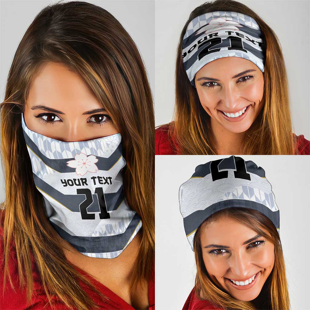Japan Pacific Rugby 2022-23 Custom Neck Gaiter Black Sakura Japanese Wave Pattern - Polynesian Pride