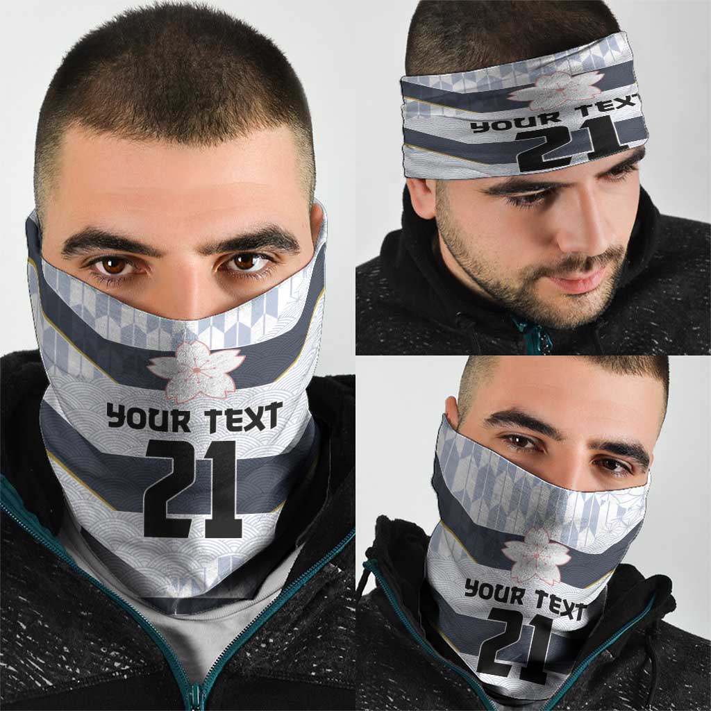 Japan Pacific Rugby 2022-23 Custom Neck Gaiter Black Sakura Japanese Wave Pattern - Polynesian Pride