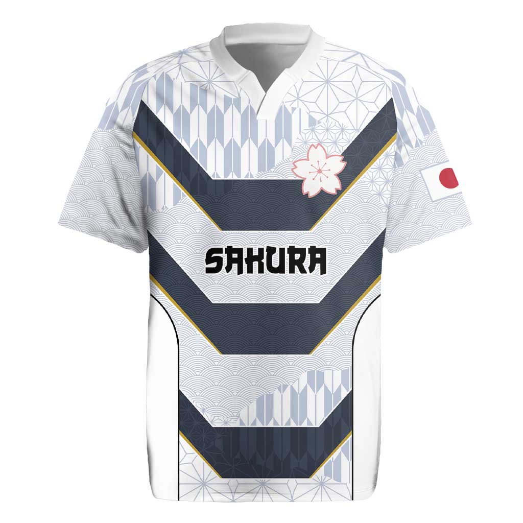 Japan Pacific Rugby 2022-23 Custom Rugby Jersey Black Sakura Japanese Wave Pattern