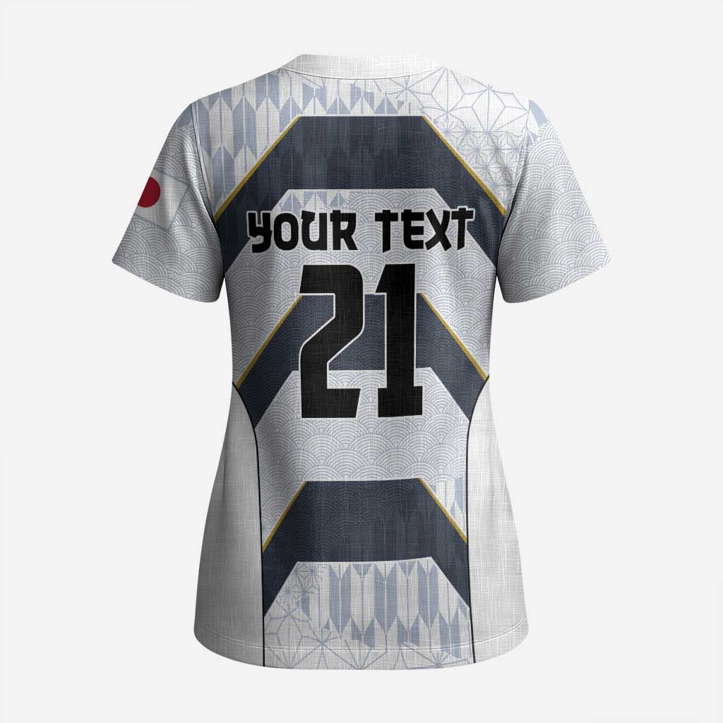 Japan Pacific Rugby 2022-23 Custom Scrub Top Black Sakura Japanese Wave Pattern - Polynesian Pride