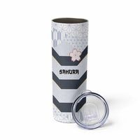 Japan Pacific Rugby 2022-23 Custom Skinny Tumbler Black Sakura Japanese Wave Pattern LT9 - Polynesian Pride