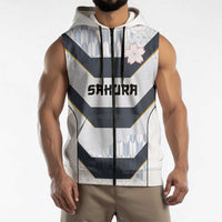 Japan Pacific Rugby 2022-23 Custom Sleeveless Zip Hoodie Black Sakura Japanese Wave Pattern - Polynesian Pride