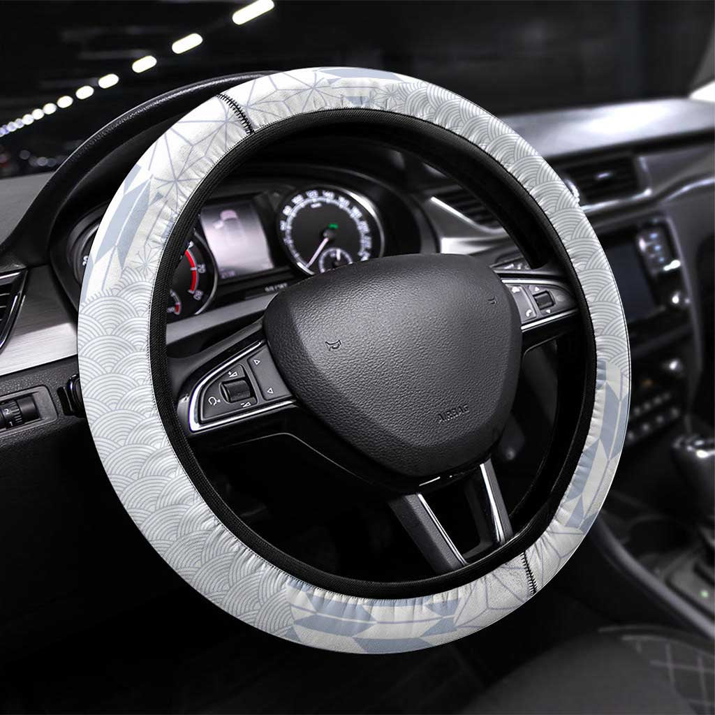 Japan Pacific Rugby 2022-23 Steering Wheel Cover Black Sakura Japanese Wave Pattern