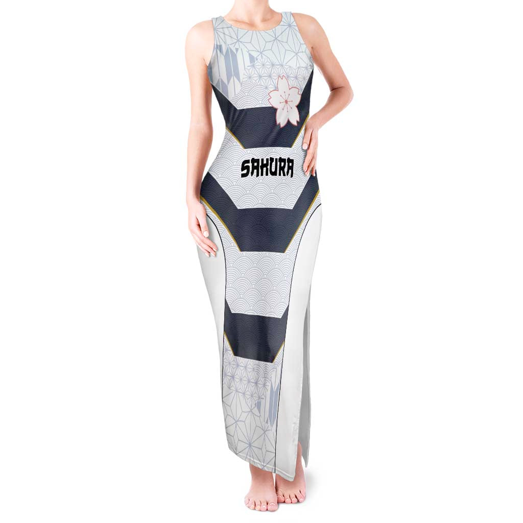 Japan Pacific Rugby 2022-23 Custom Tank Maxi Dress Black Sakura Japanese Wave Pattern