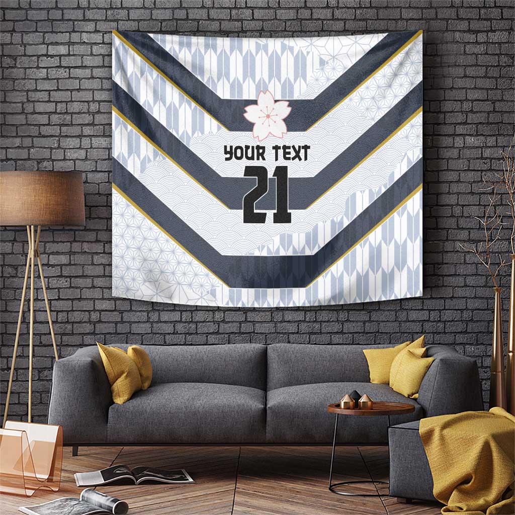 Japan Pacific Rugby 2022-23 Custom Tapestry Black Sakura Japanese Wave Pattern