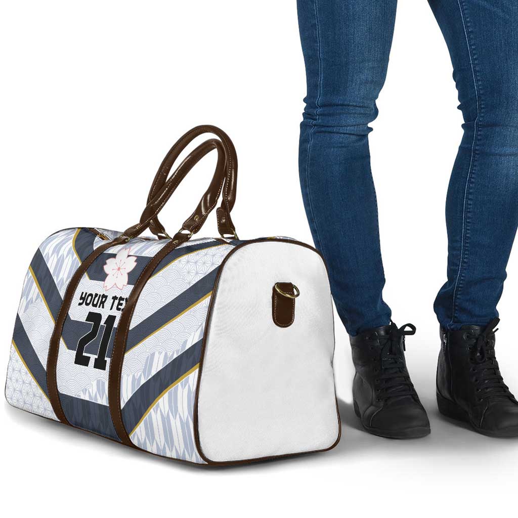 Japan Pacific Rugby 2022-23 Custom Travel Bag Black Sakura Japanese Wave Pattern - Polynesian Pride