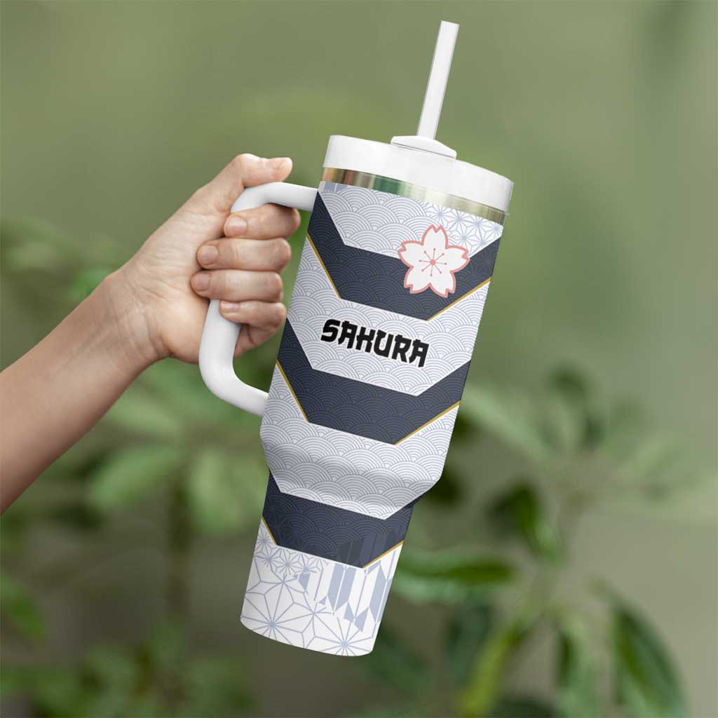 Japan Pacific Rugby 2022-23 Custom Tumbler With Handle Black Sakura Japanese Wave Pattern