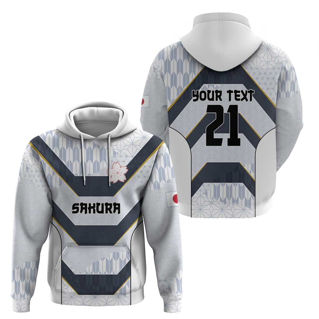 Japan Pacific Rugby 2022-23 Custom Zip Hoodie Black Sakura Japanese Wave Pattern