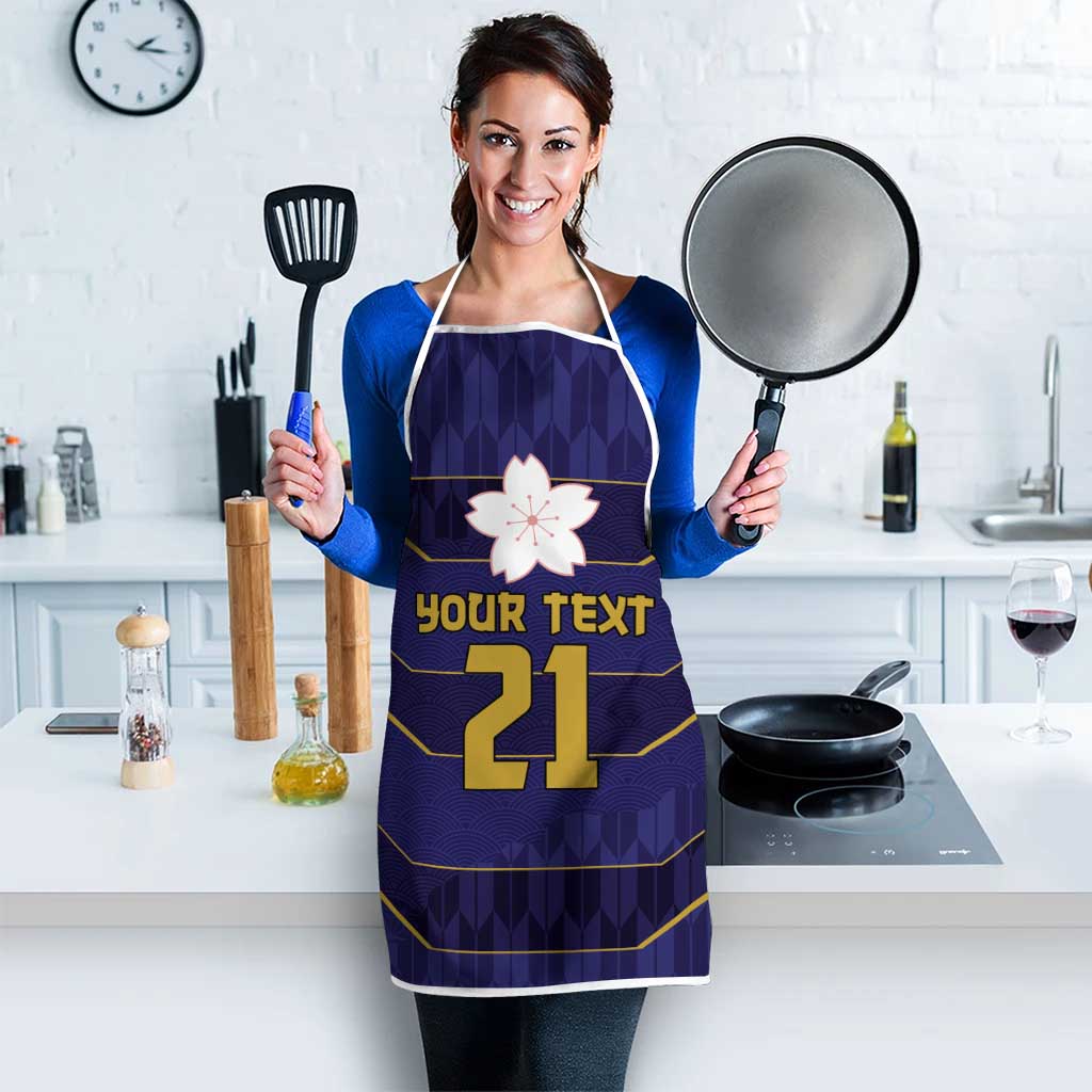 Japan Pacific Rugby 2022-23 Custom Apron Blue Sakura Japanese Wave Pattern - Polynesian Pride