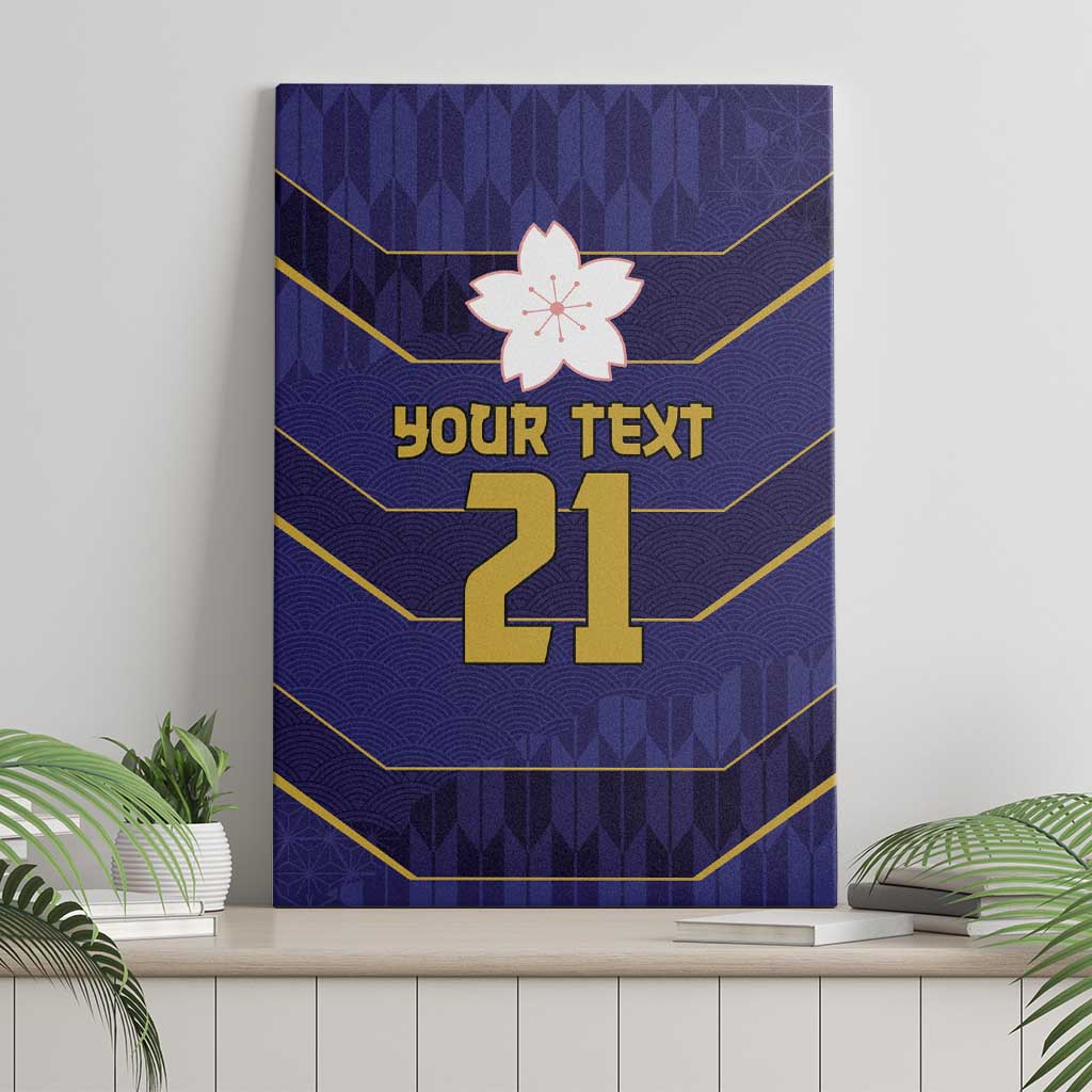 Japan Pacific Rugby 2022-23 Custom Canvas Wall Art Blue Sakura Japanese Wave Pattern
