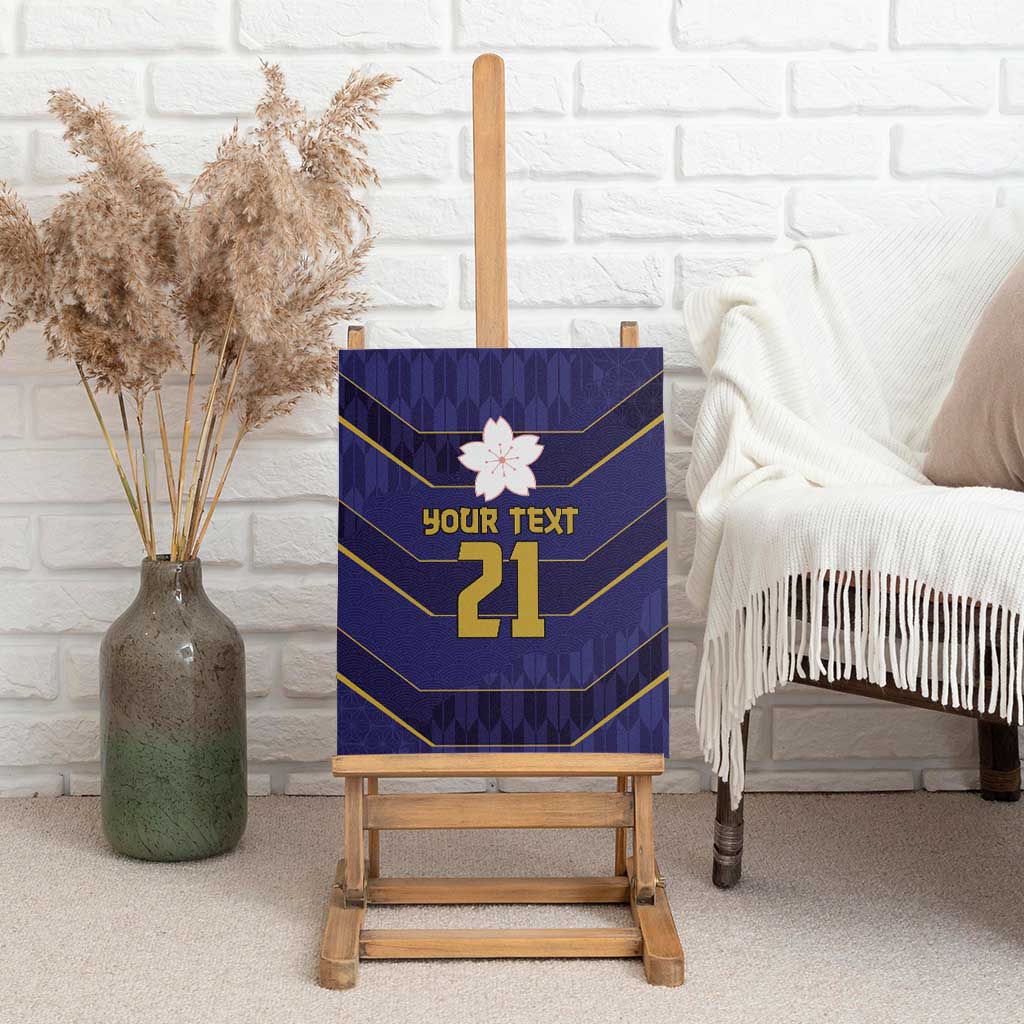 Japan Pacific Rugby 2022-23 Custom Canvas Wall Art Blue Sakura Japanese Wave Pattern