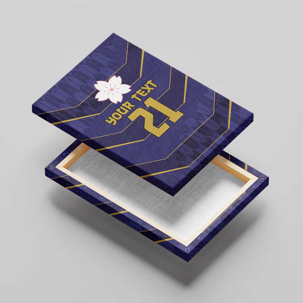 Japan Pacific Rugby 2022-23 Custom Canvas Wall Art Blue Sakura Japanese Wave Pattern