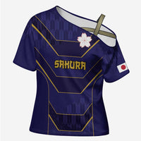 Japan Pacific Rugby 2022-23 Custom Cross Shoulder Shirt Blue Sakura Japanese Wave Pattern - Polynesian Pride