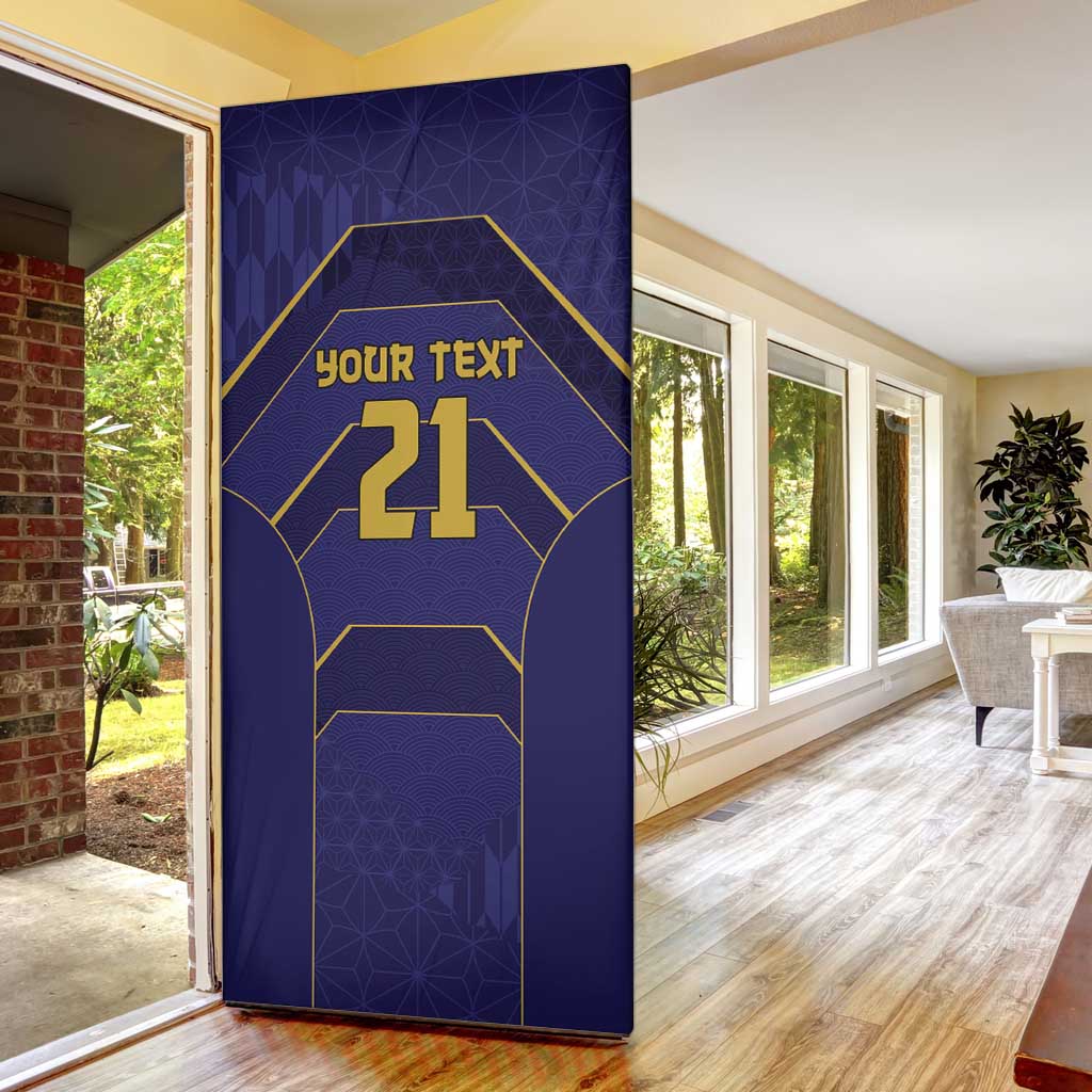 Japan Pacific Rugby 2022-23 Custom Door Cover Blue Sakura Japanese Wave Pattern - Polynesian Pride