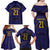 Japan Pacific Rugby 2022-23 Custom Family Matching Off Shoulder Maxi Dress and Hawaiian Shirt Blue Sakura Japanese Wave Pattern