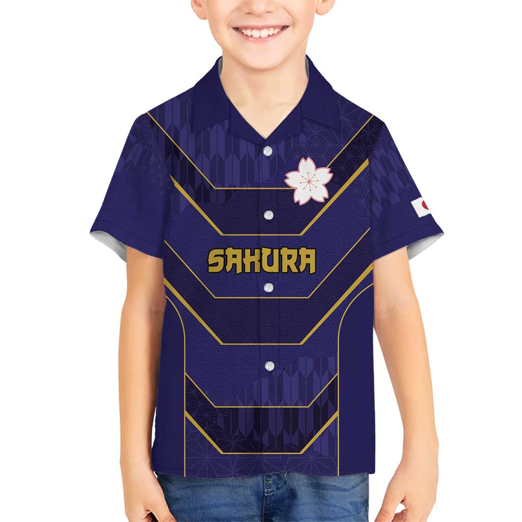 Japan Pacific Rugby 2022-23 Custom Family Matching Off Shoulder Short Dress and Hawaiian Shirt Blue Sakura Japanese Wave Pattern