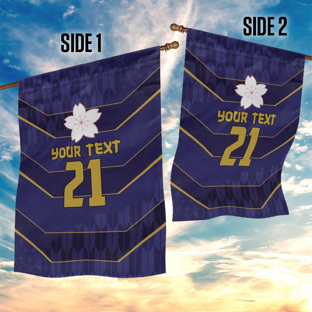 Japan Pacific Rugby 2022-23 Custom Garden Flag Blue Sakura Japanese Wave Pattern