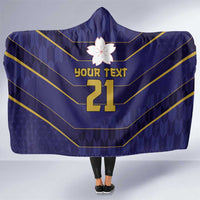Japan Pacific Rugby 2022-23 Custom Hooded Blanket Blue Sakura Japanese Wave Pattern