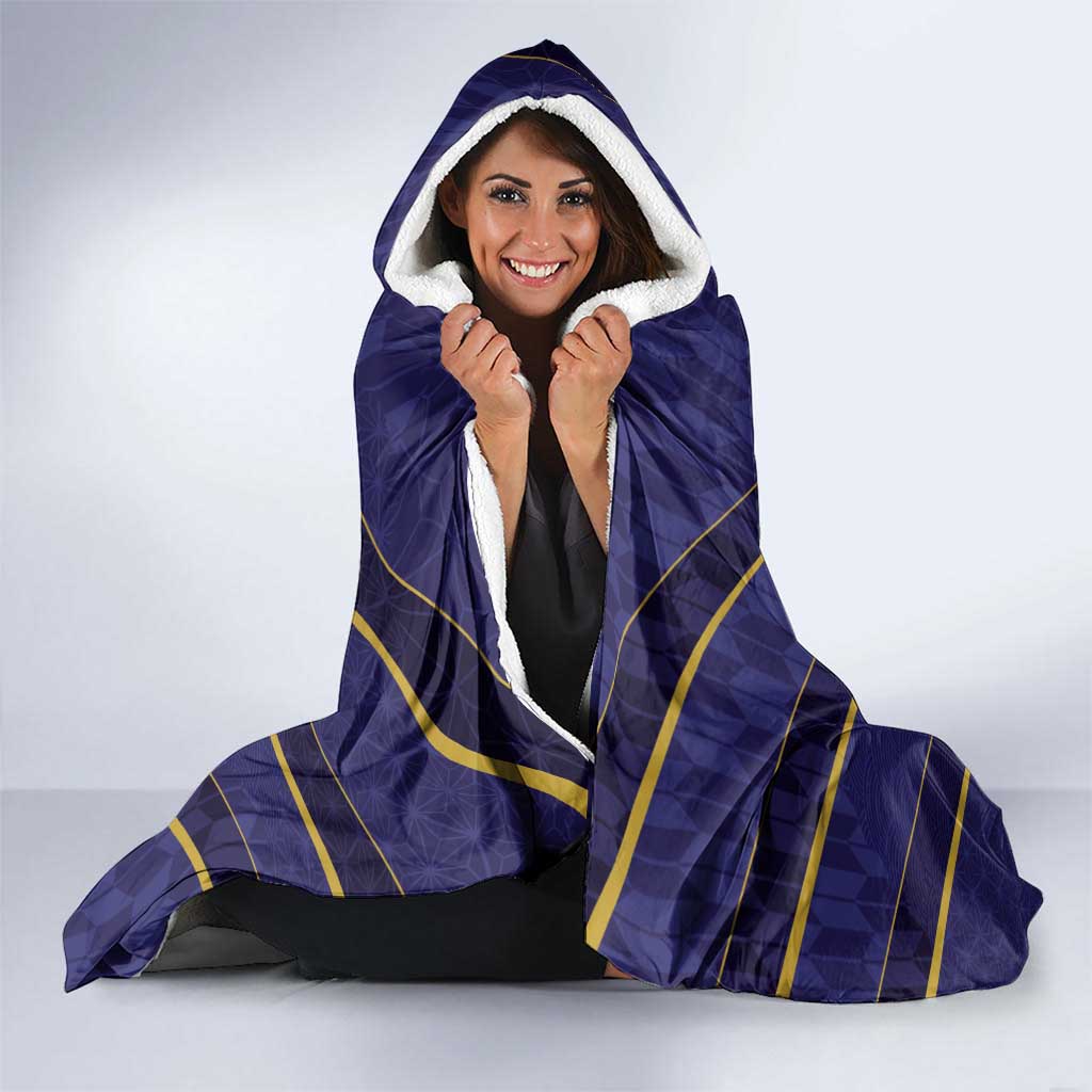 Japan Pacific Rugby 2022-23 Custom Hooded Blanket Blue Sakura Japanese Wave Pattern