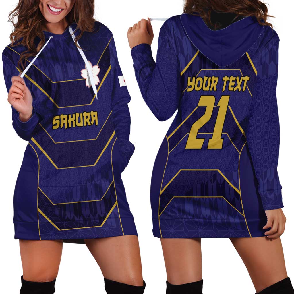 Japan Pacific Rugby 2022-23 Custom Hoodie Dress Blue Sakura Japanese Wave Pattern LT9 - Polynesian Pride