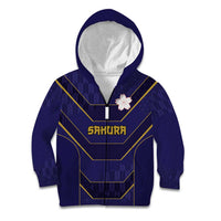 Japan Pacific Rugby 2022-23 Custom Kid Hoodie Blue Sakura Japanese Wave Pattern
