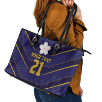 Japan Pacific Rugby 2022-23 Custom Leather Tote Bag Blue Sakura Japanese Wave Pattern