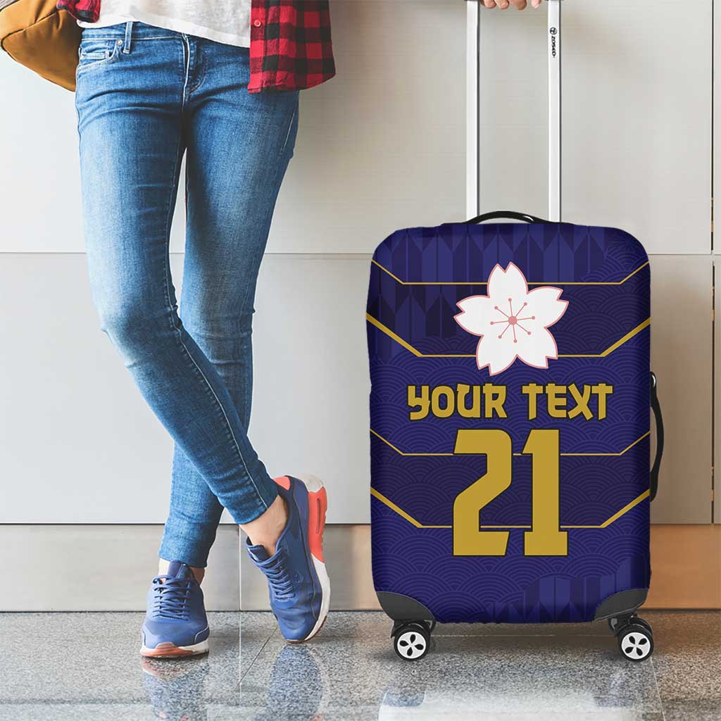 Japan Pacific Rugby 2022-23 Custom Luggage Cover Blue Sakura Japanese Wave Pattern