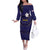 Japan Pacific Rugby 2022-23 Custom Off The Shoulder Long Sleeve Dress Blue Sakura Japanese Wave Pattern