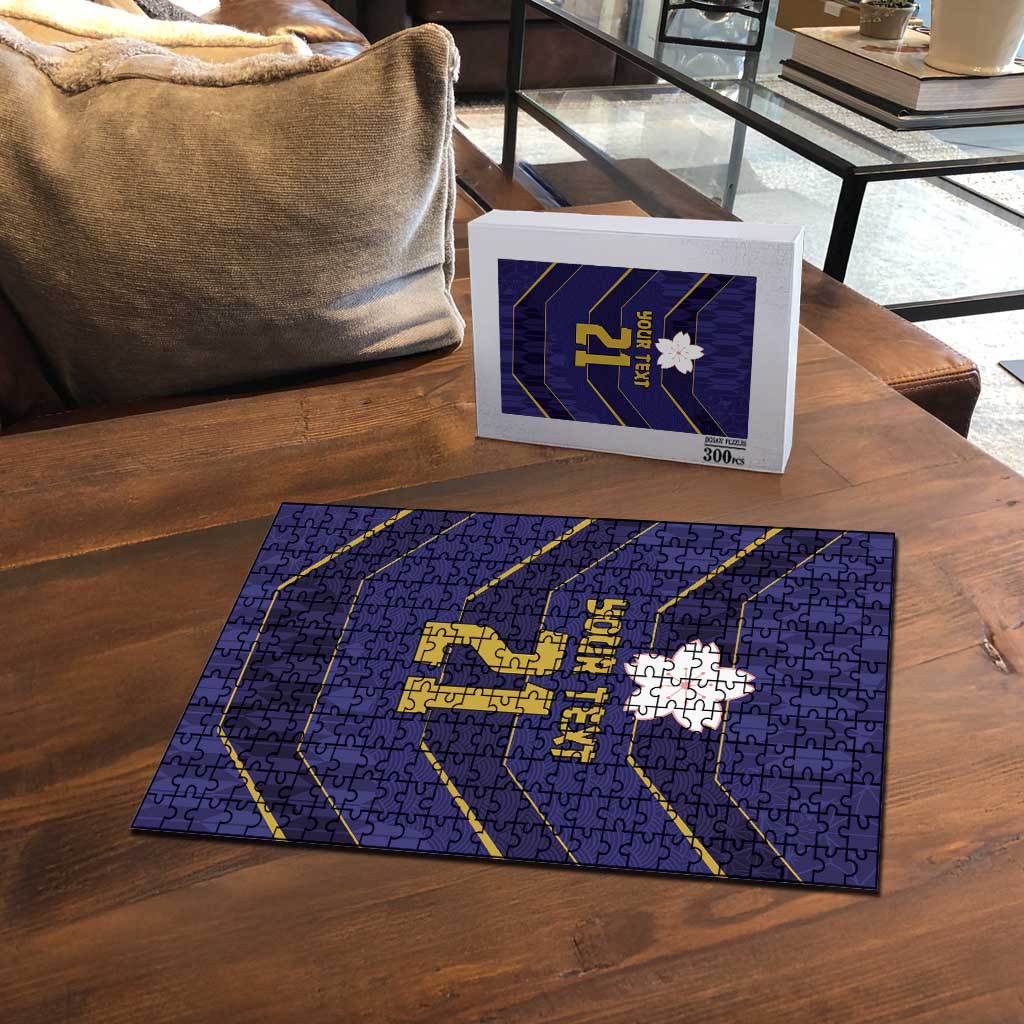 Japan Pacific Rugby 2022-23 Custom Puzzle Blue Sakura Japanese Wave Pattern - Polynesian Pride
