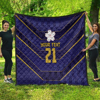 Japan Pacific Rugby 2022-23 Custom Quilt Blue Sakura Japanese Wave Pattern