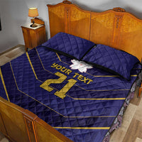 Japan Pacific Rugby 2022-23 Custom Quilt Bed Set Blue Sakura Japanese Wave Pattern