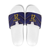 Japan Pacific Rugby 2022-23 Custom Slide Sandals Blue Sakura Japanese Wave Pattern - Polynesian Pride