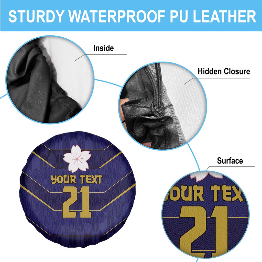 Japan Pacific Rugby 2022-23 Custom Spare Tire Cover Blue Sakura Japanese Wave Pattern