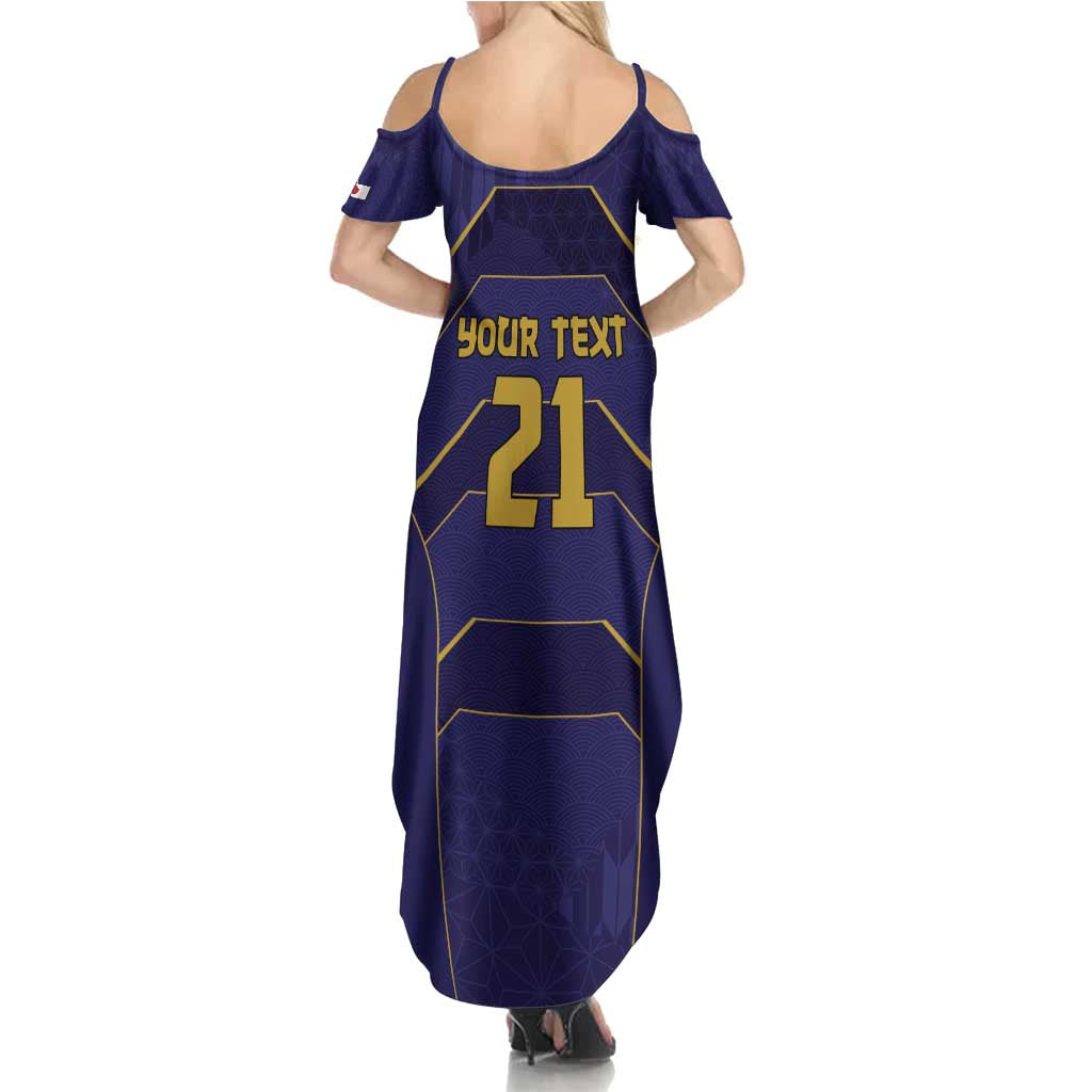 Japan Pacific Rugby 2022-23 Custom Summer Maxi Dress Blue Sakura Japanese Wave Pattern
