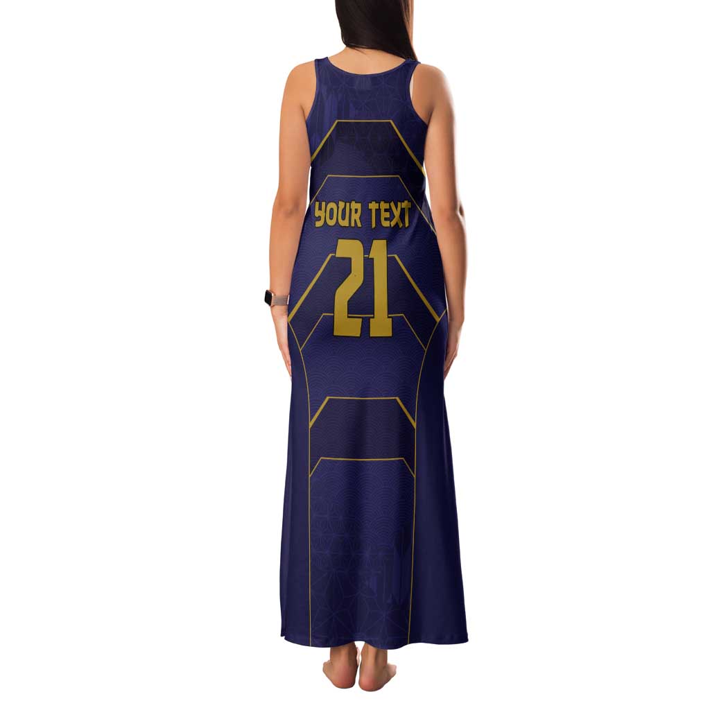 Japan Pacific Rugby 2022-23 Custom Tank Maxi Dress Blue Sakura Japanese Wave Pattern