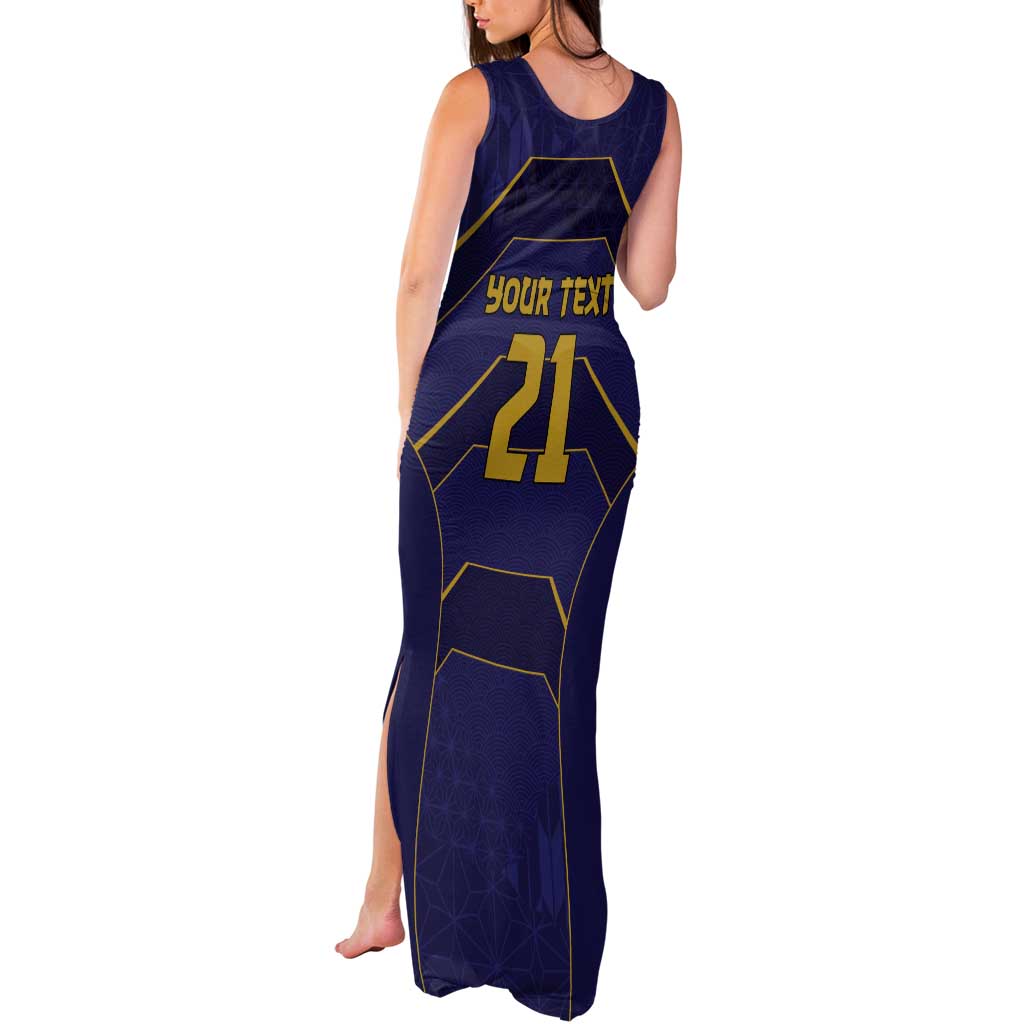 Japan Pacific Rugby 2022-23 Custom Tank Maxi Dress Blue Sakura Japanese Wave Pattern
