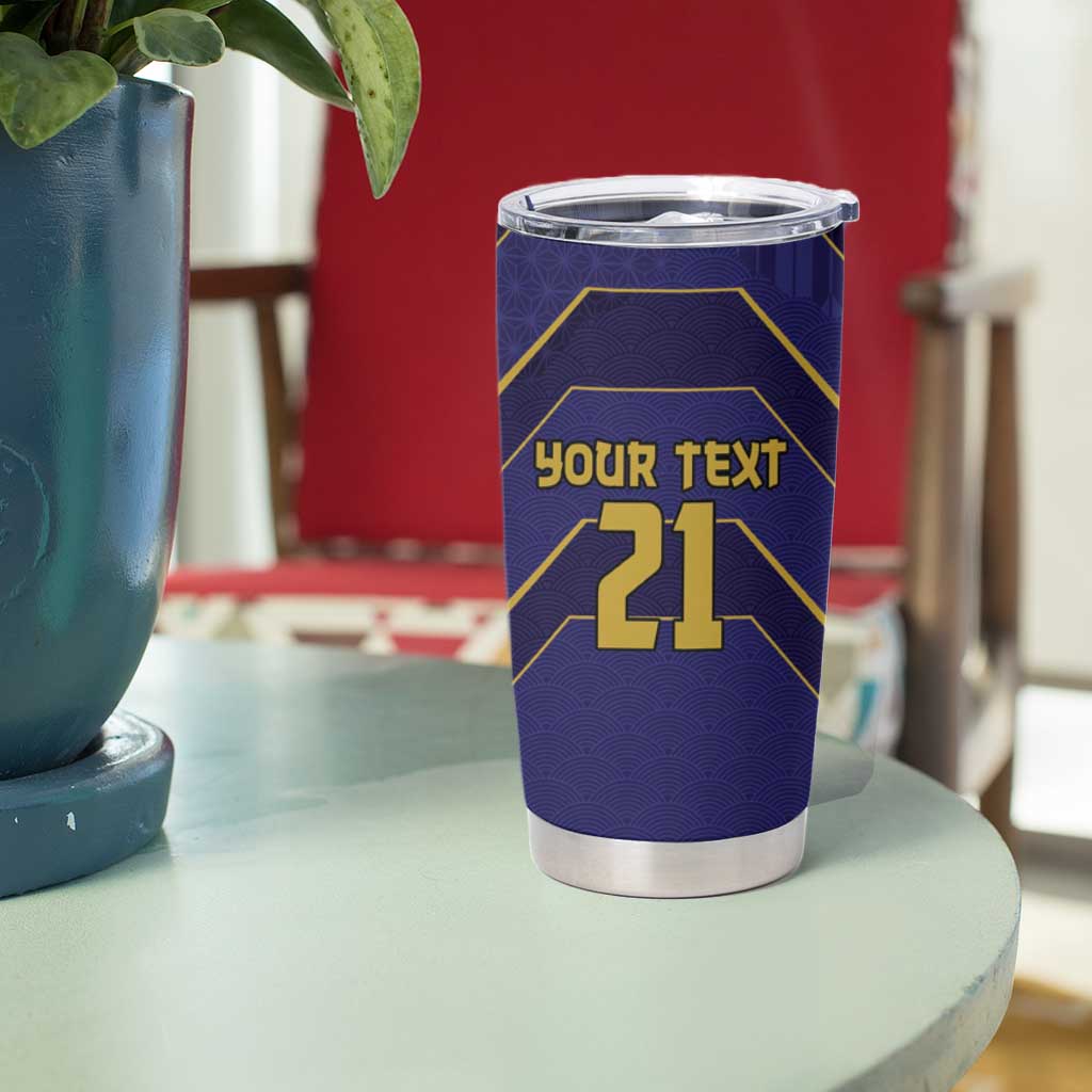 Japan Pacific Rugby 2022-23 Custom Tumbler Cup Blue Sakura Japanese Wave Pattern