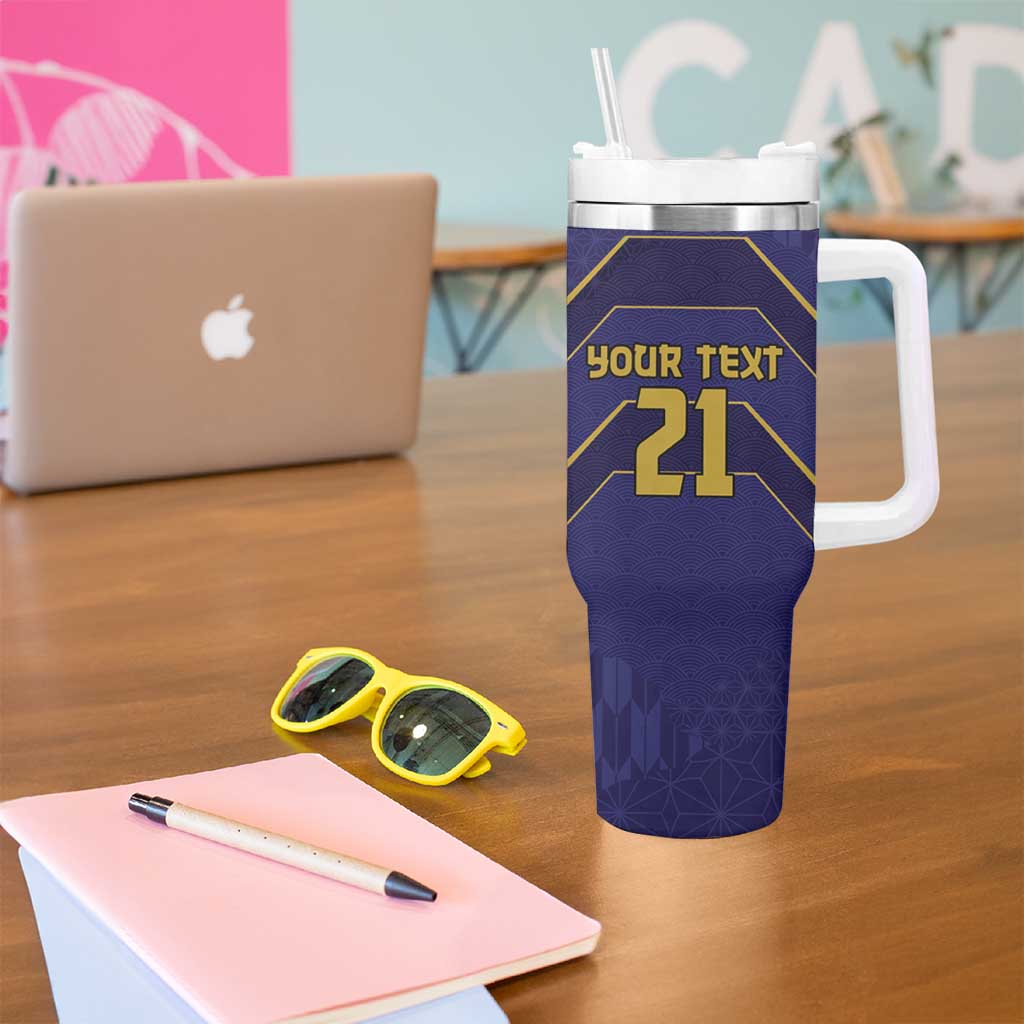 Japan Pacific Rugby 2022-23 Custom Tumbler With Handle Blue Sakura Japanese Wave Pattern
