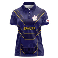 Japan Pacific Rugby 2022-23 Custom Women Polo Shirt Blue Sakura Japanese Wave Pattern LT9 Female Blue - Polynesian Pride