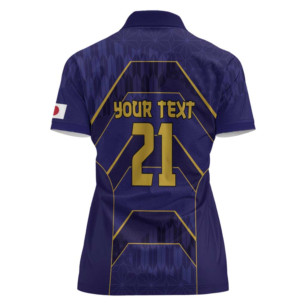 Japan Pacific Rugby 2022-23 Custom Women Polo Shirt Blue Sakura Japanese Wave Pattern LT9 - Polynesian Pride
