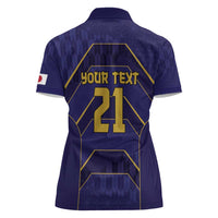 Japan Pacific Rugby 2022-23 Custom Women Polo Shirt Blue Sakura Japanese Wave Pattern LT9 - Polynesian Pride