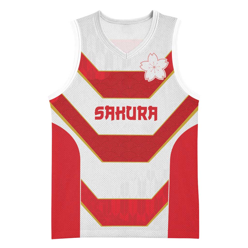 Japan Pacific Rugby 2022-23 Custom Basketball Jersey Red Sakura Japanese Wave Pattern - Polynesian Pride
