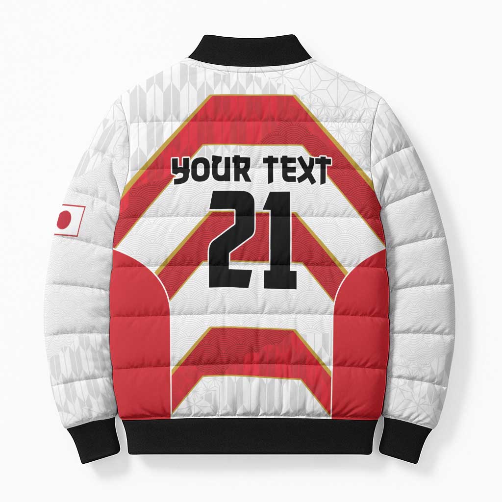 Japan Pacific Rugby 2022-23 Custom Bomber Puffer Jacket Red Sakura Japanese Wave Pattern - Polynesian Pride