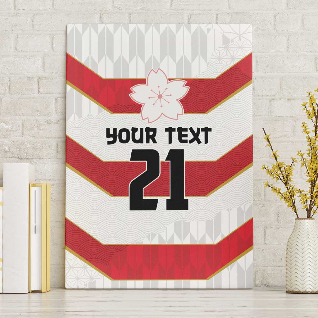 Japan Pacific Rugby 2022-23 Custom Canvas Wall Art Red Sakura Japanese Wave Pattern