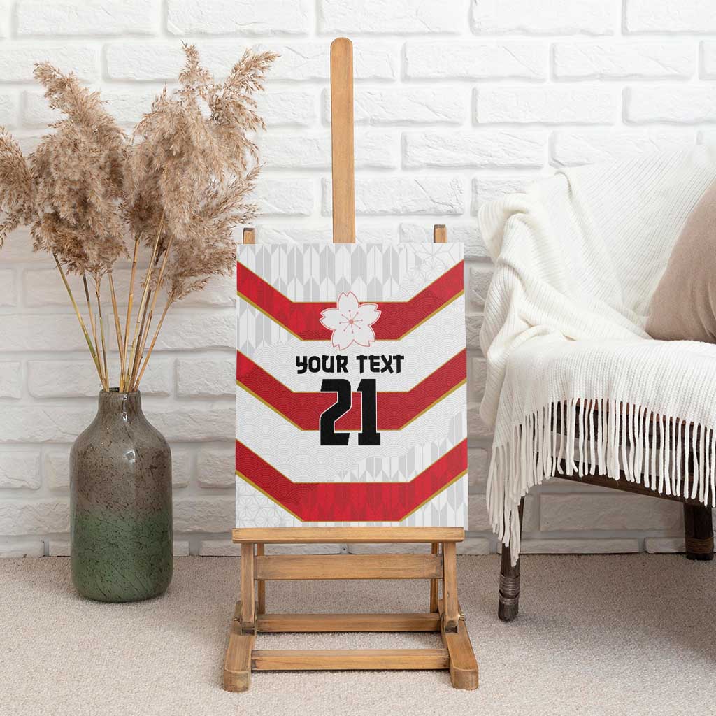 Japan Pacific Rugby 2022-23 Custom Canvas Wall Art Red Sakura Japanese Wave Pattern
