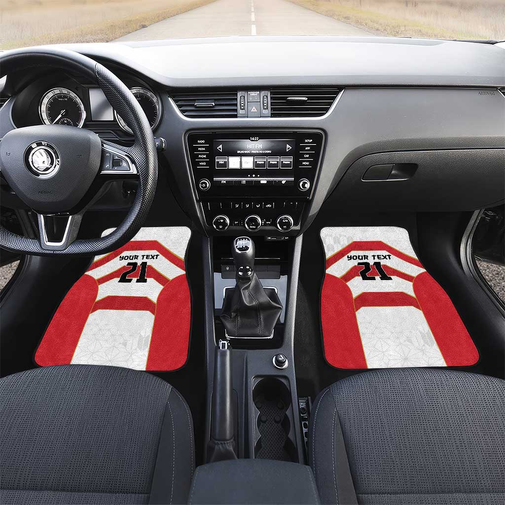 Japan Pacific Rugby 2022-23 Custom Car Mats Red Sakura Japanese Wave Pattern